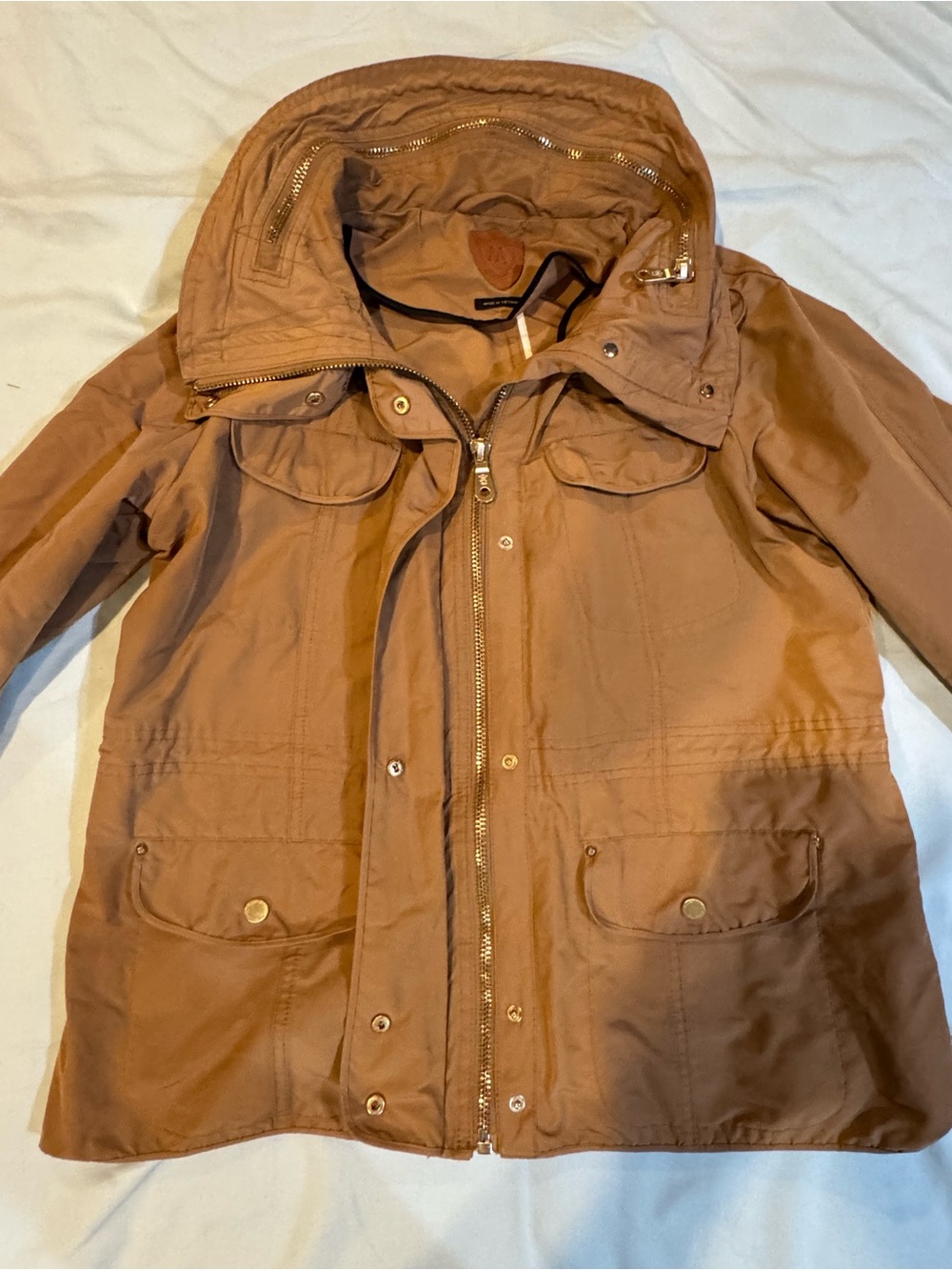 Massimo Dutti Tan Hooded Utility Jacket